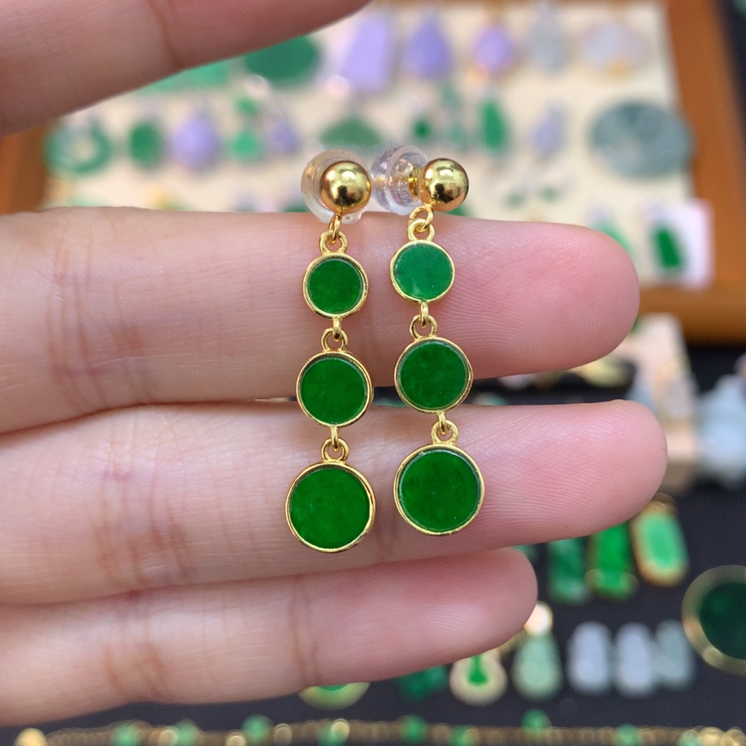 翡翠未镶嵌耳饰耳坠