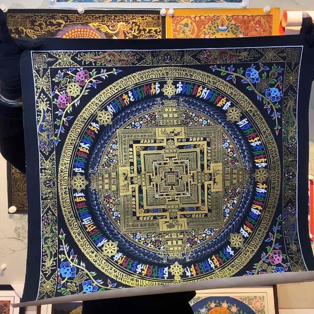 卷轴画纯手绘坛城唐卡50厘米左右