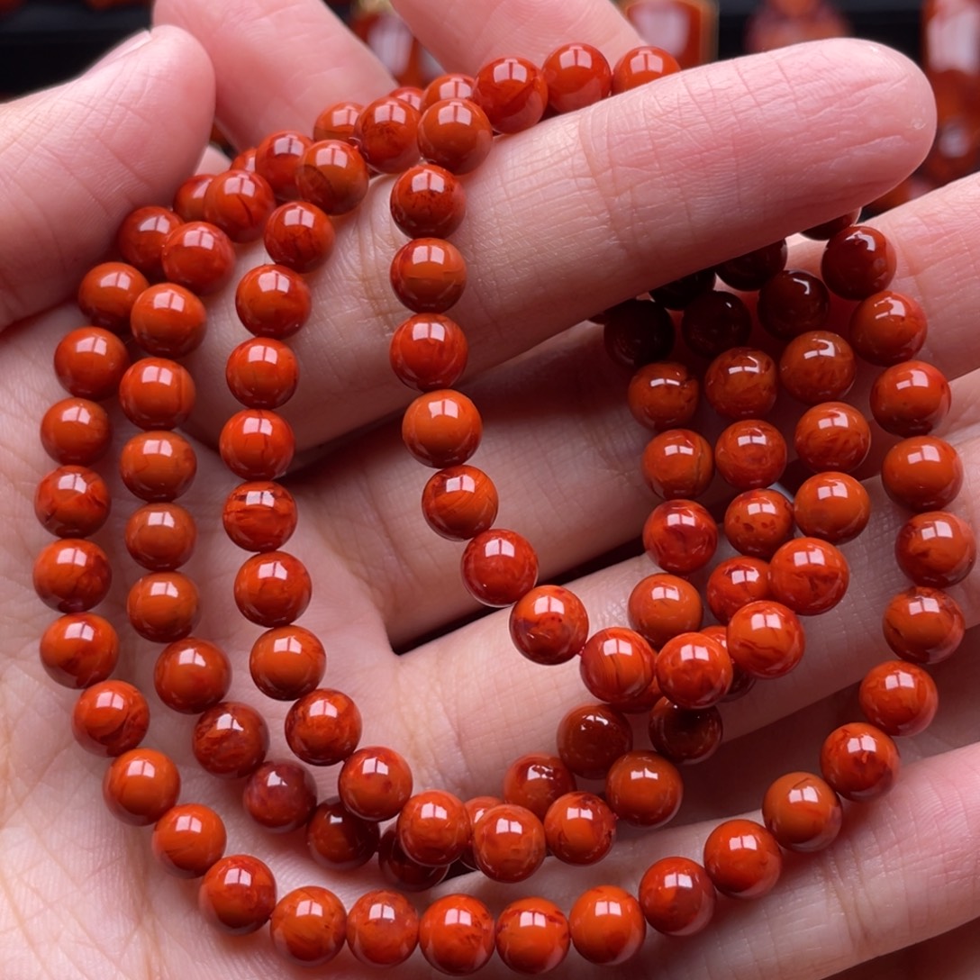 南红玛瑙未镶嵌珠宝奇石多圈6mm