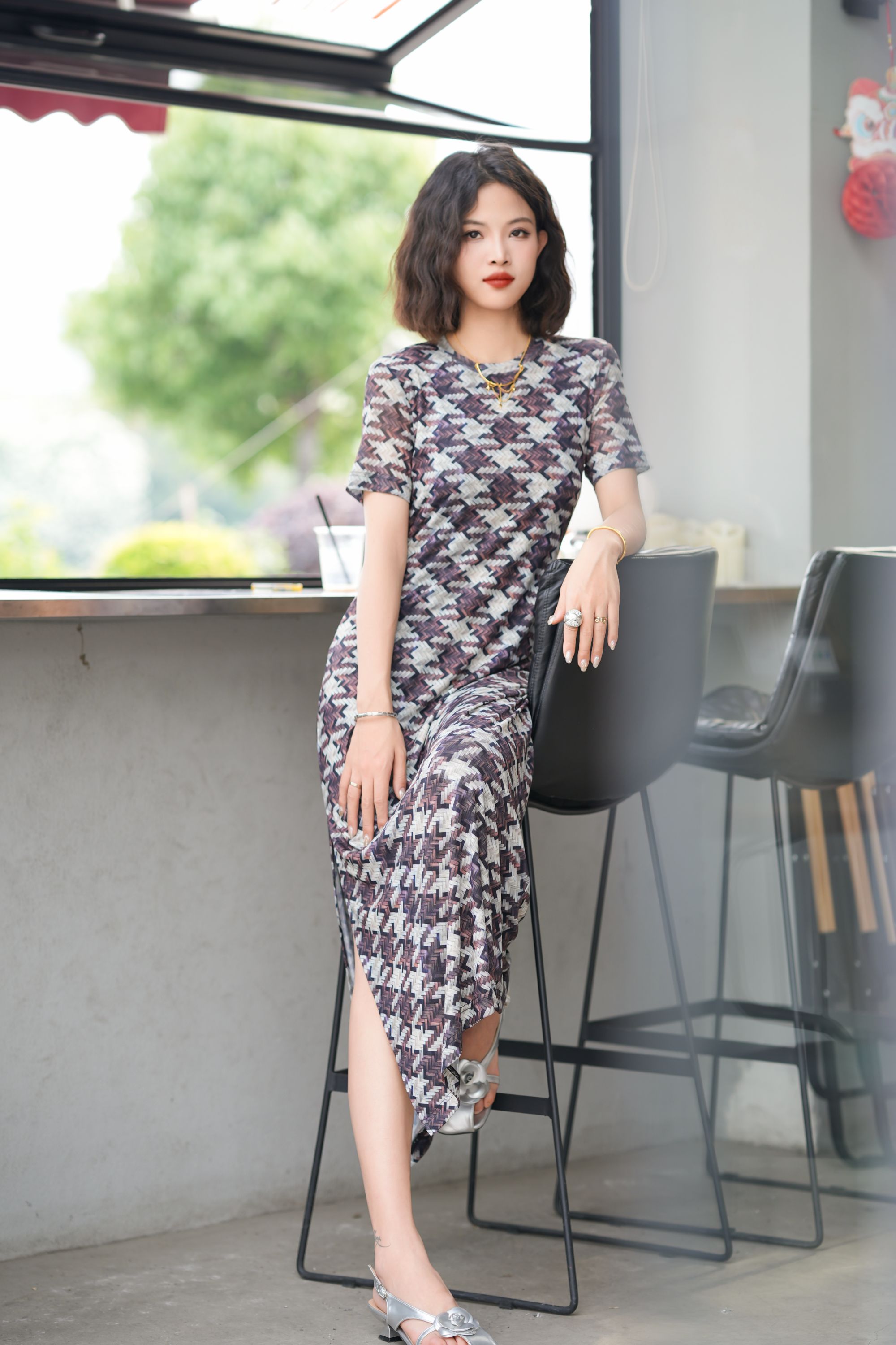  HZHJ原创设计师款 黑白交响曲 连衣裙 短袖高级洋气轻奢378新3