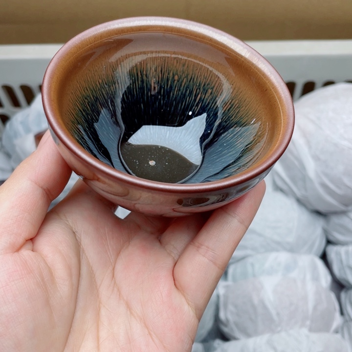 茶盏建窑建盏主人杯束口兔毫