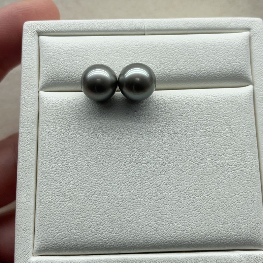 海水珍珠耳饰18K金镶嵌9-10m m