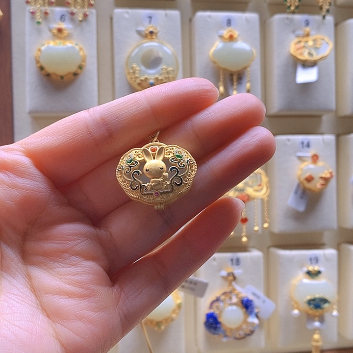 和田玉颈饰银S925镶嵌