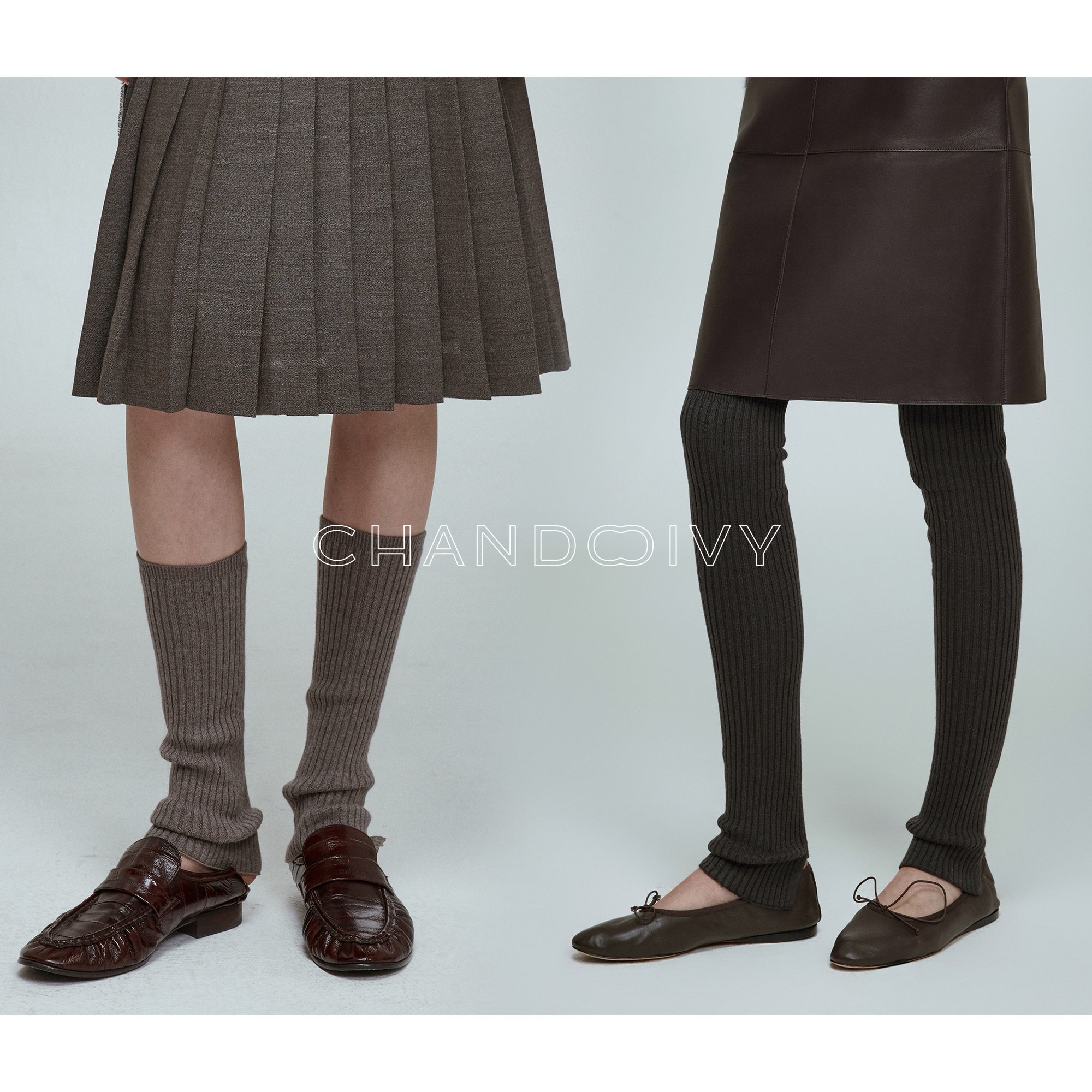 CHANDOOIVY瘦腿造型神器 蓬柔环保羊毛纱_多穿长/短开衩堆堆袜套