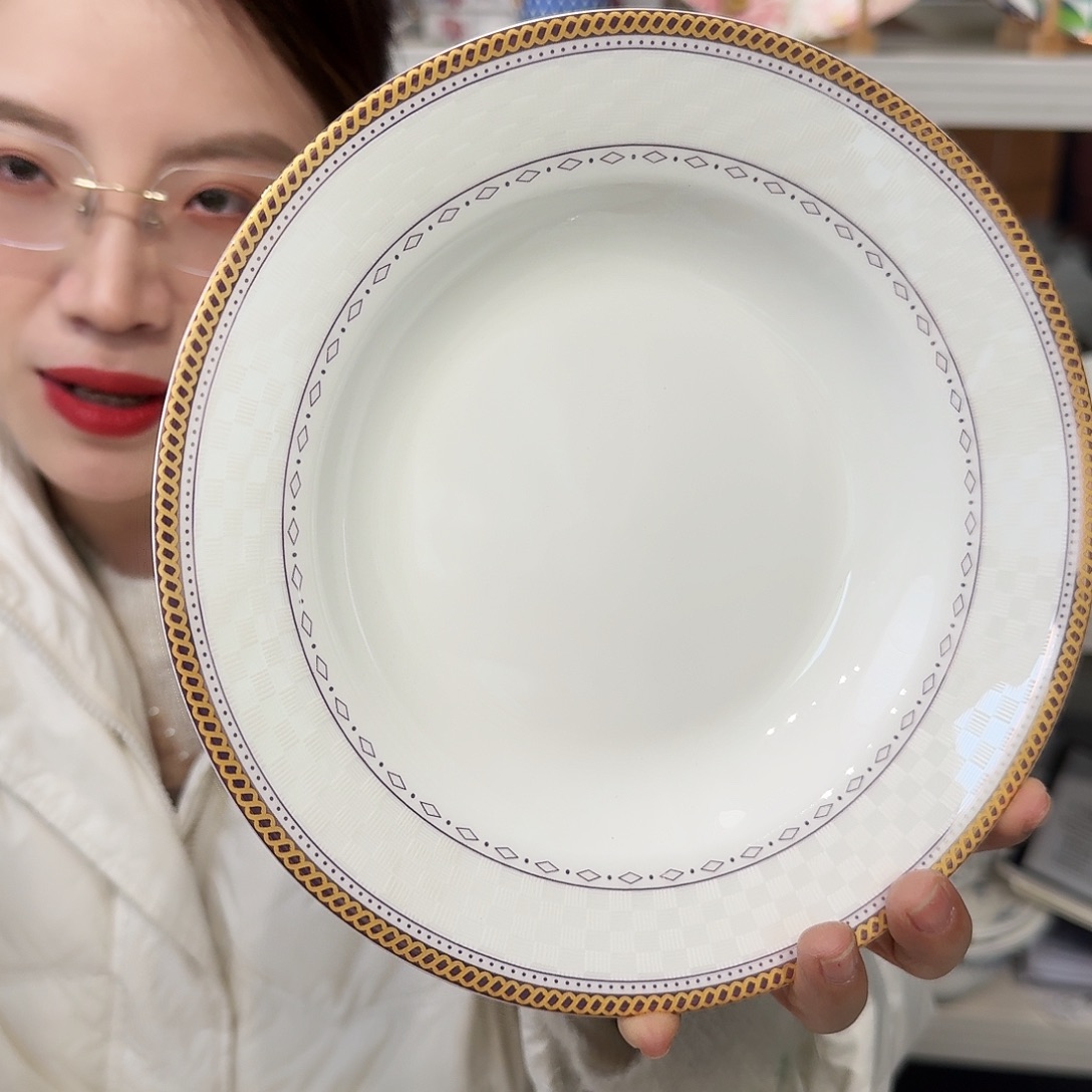 骨瓷高骨瓷8英寸月光盘20cm一个外贸骨瓷