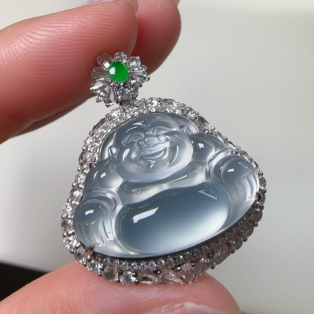 翡翠18K金镶嵌颈饰天然翡翠