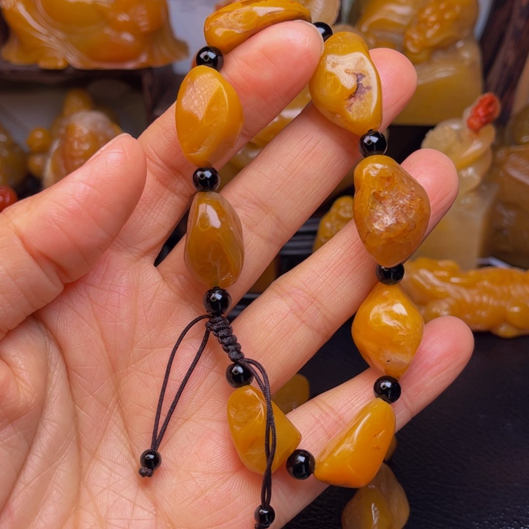 老挝石田黄手串的