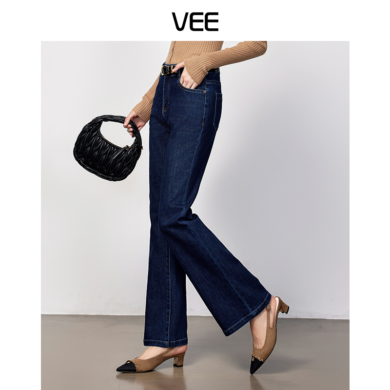 【短视频】VEE【90年代】复古高腰直筒微喇牛仔裤女上新小个子喇叭裤