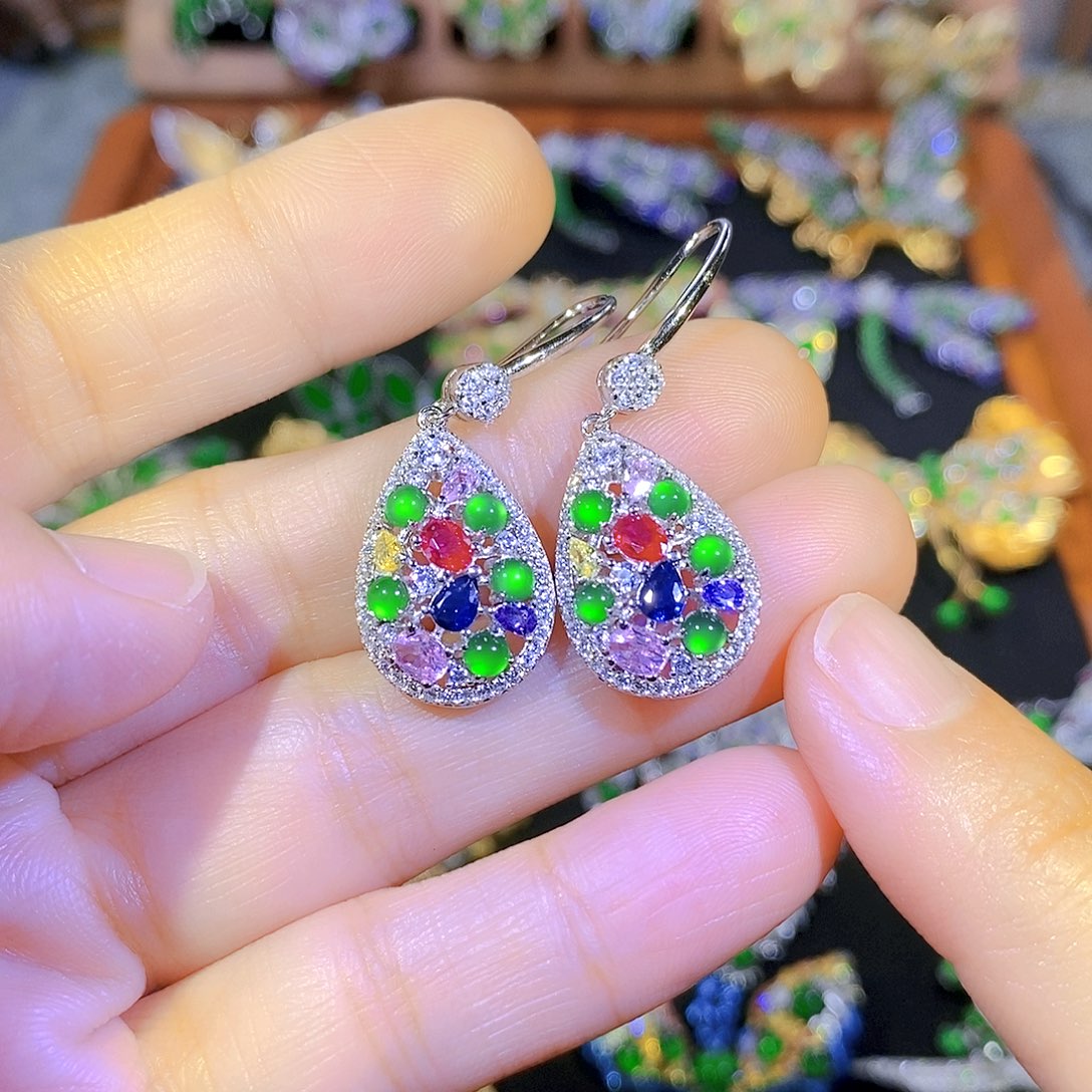 吊坠(不含链)银S925镶嵌翡翠