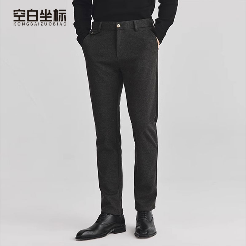 空白坐标男士裤子25秋冬季新款薄绒长裤商务休闲直筒裤通勤裤