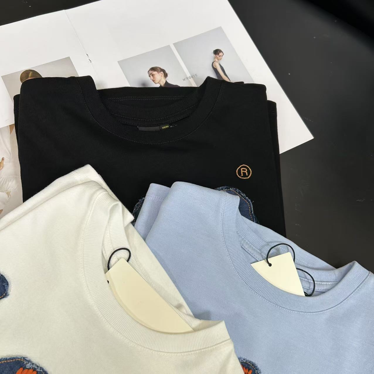 儿童夏季时尚潮流宽松休闲百搭胸前字母印花短袖T恤H6953