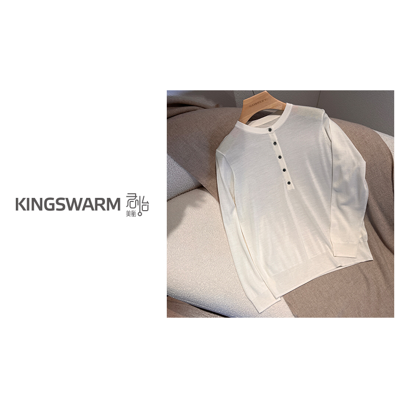 君怡【女士新款长袖亨利领】100羊毛