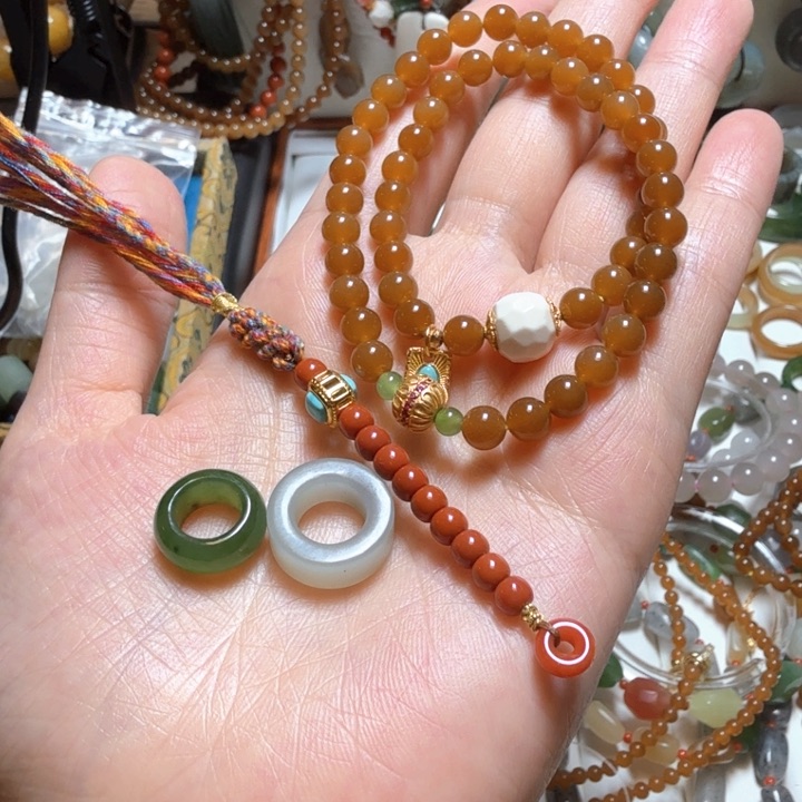 两***爱手链未镶嵌和田玉