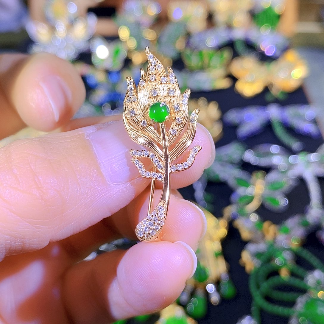 吊坠(不含链)银S925镶嵌翡翠