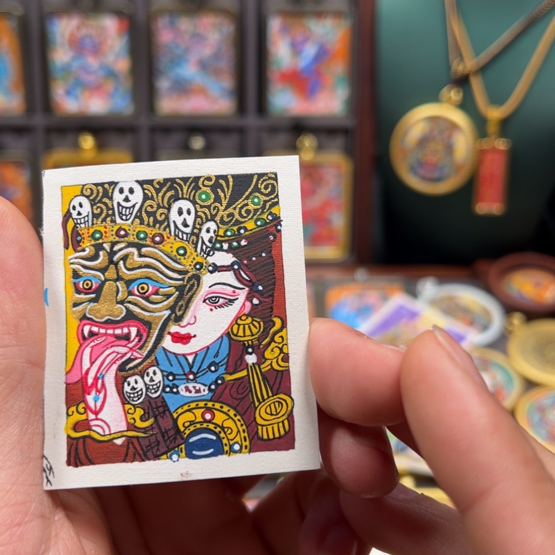 吊坠随*扎基拉姆纯手绘唐卡