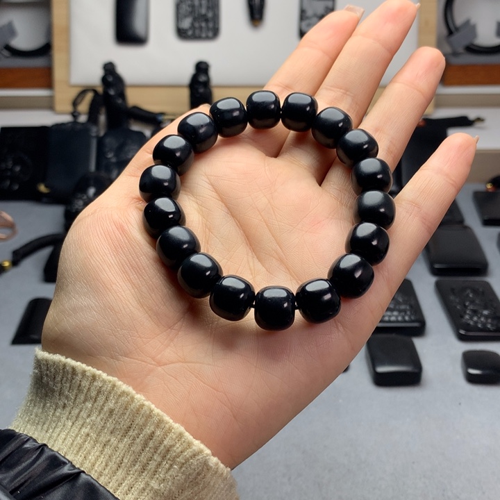 和田玉（墨玉）未镶嵌手串特价12mm