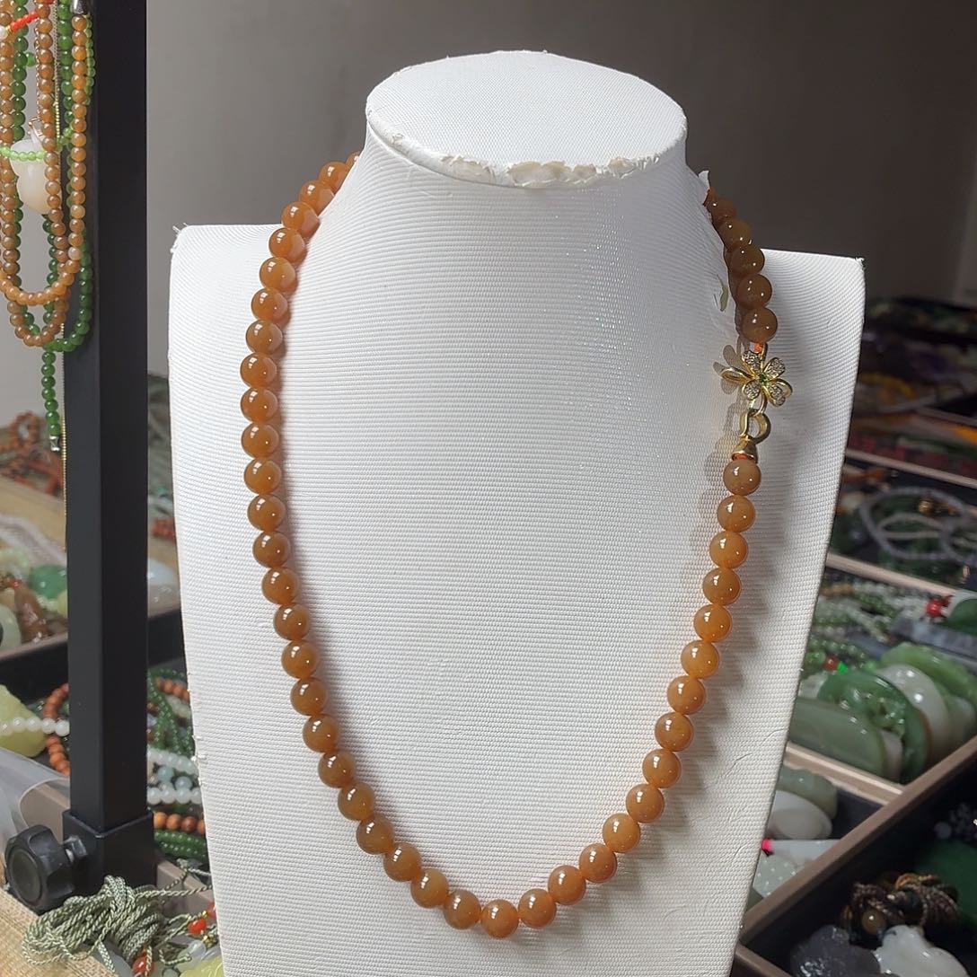 和田玉未镶嵌颈饰精品红糖8