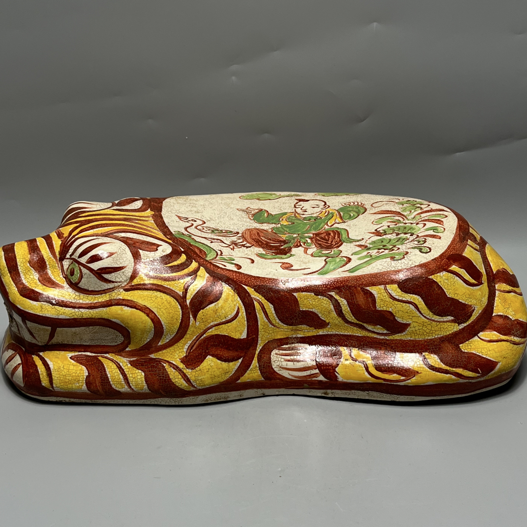 磁州窑虎枕，画工精细，器型规整 手工