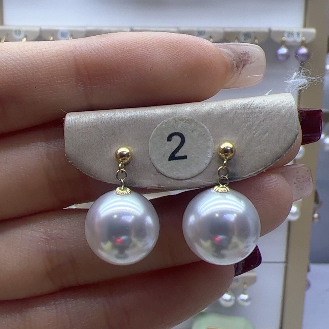 淡水珍珠耳饰18K金镶嵌