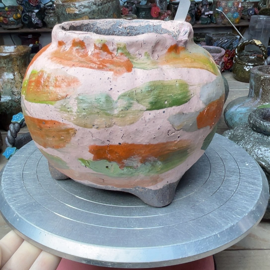 红陶粗砂陶瓷花盆