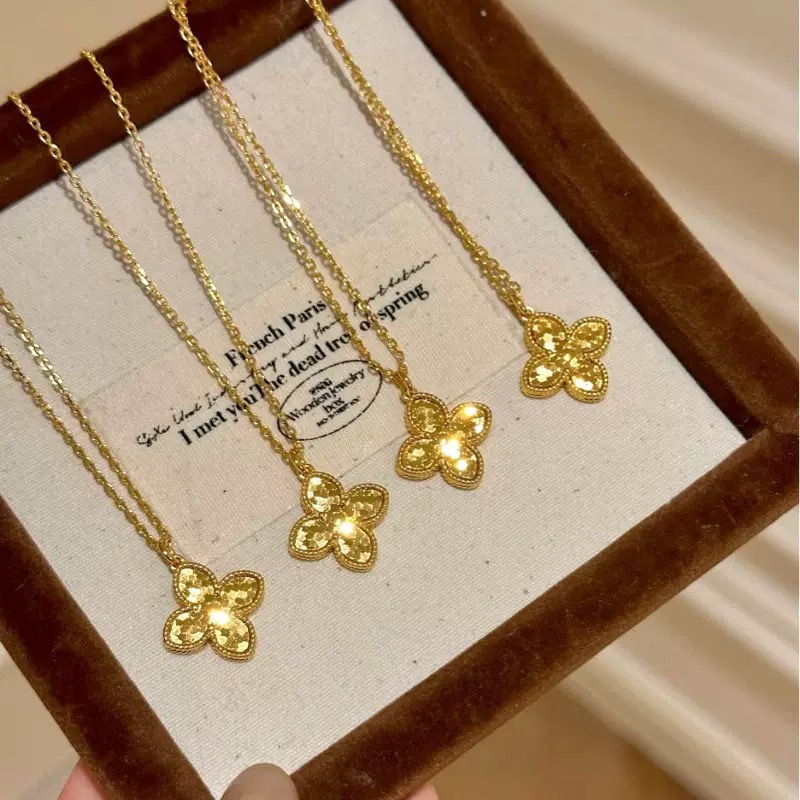 钛钢项链 轻奢重工版龙鳞四叶草项链