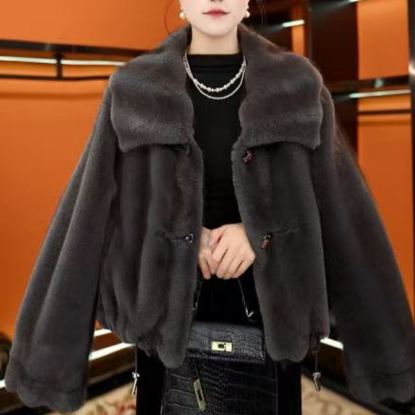 【海宁专柜正品】新款加厚气质翻领雪兰貂外套 H1068