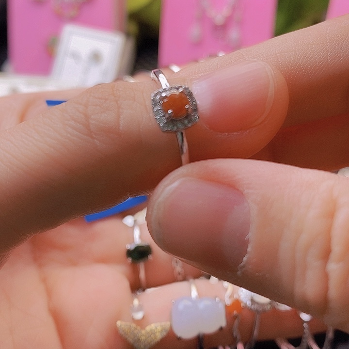 翡翠戒指银S925镶嵌用****1