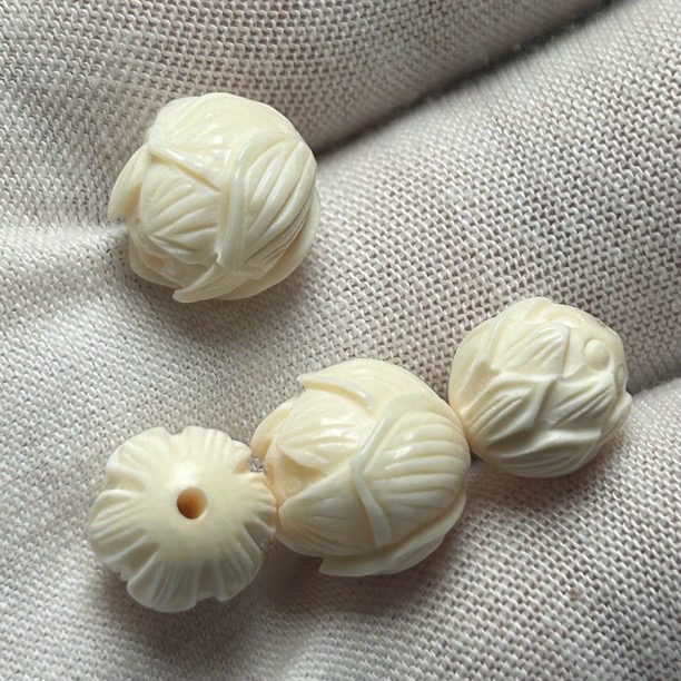 P204苏工莲花珠10毫米 精工正品天然冰料猛犸文玩配珠