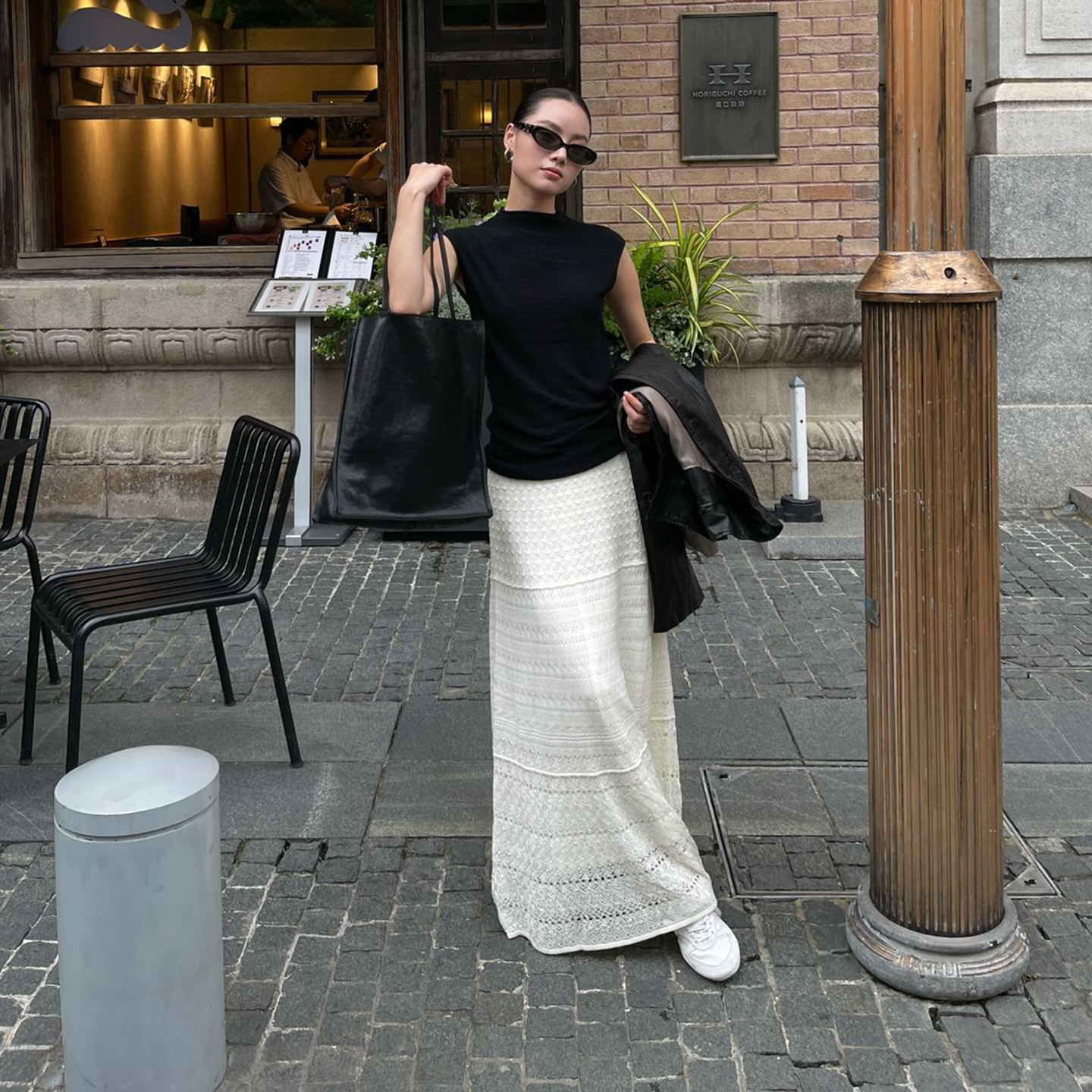 PURITY YH法式镂空钩花半身裙女羊毛洋气a字裙时尚减龄通勤中长裙