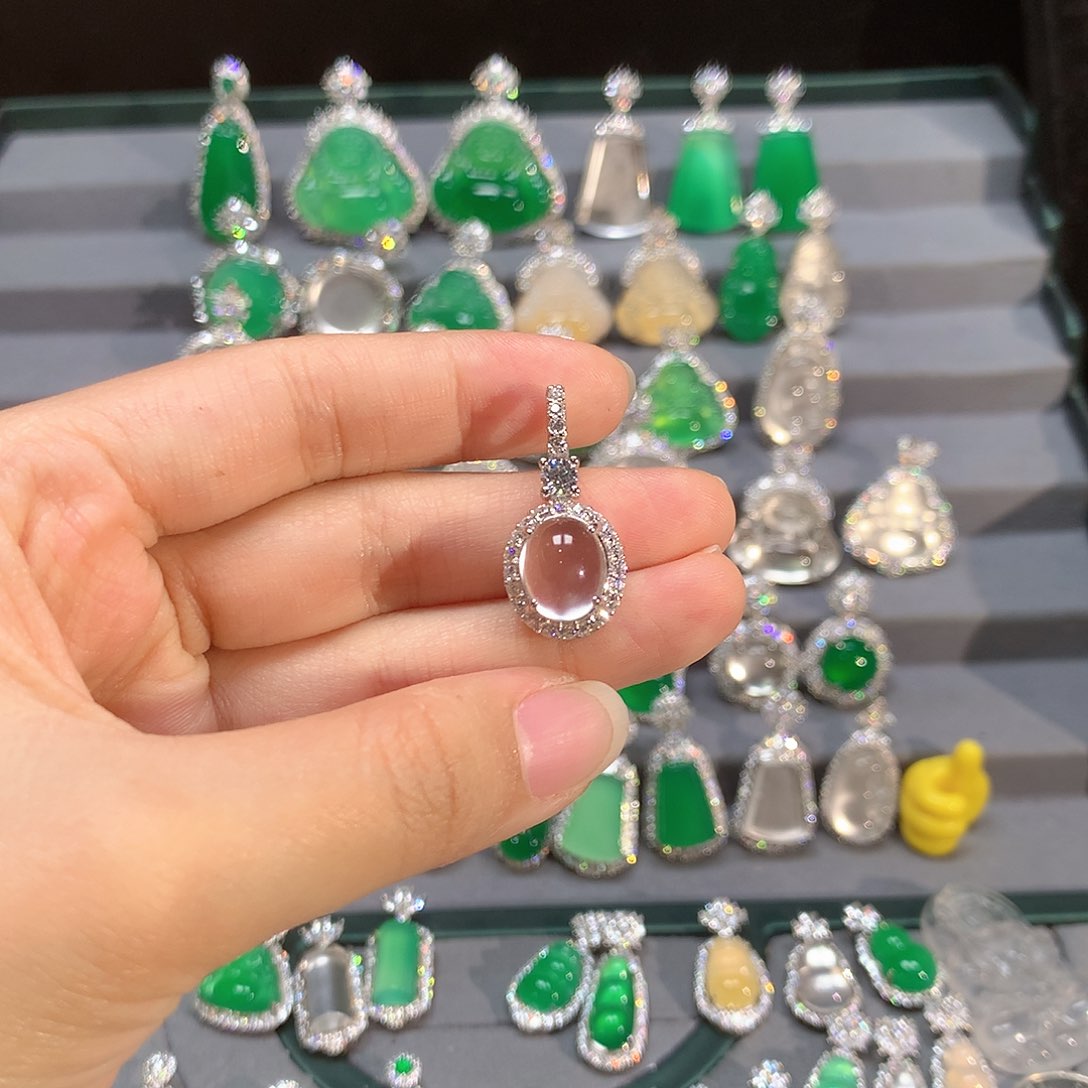 石英质玉银S925镶嵌颈饰