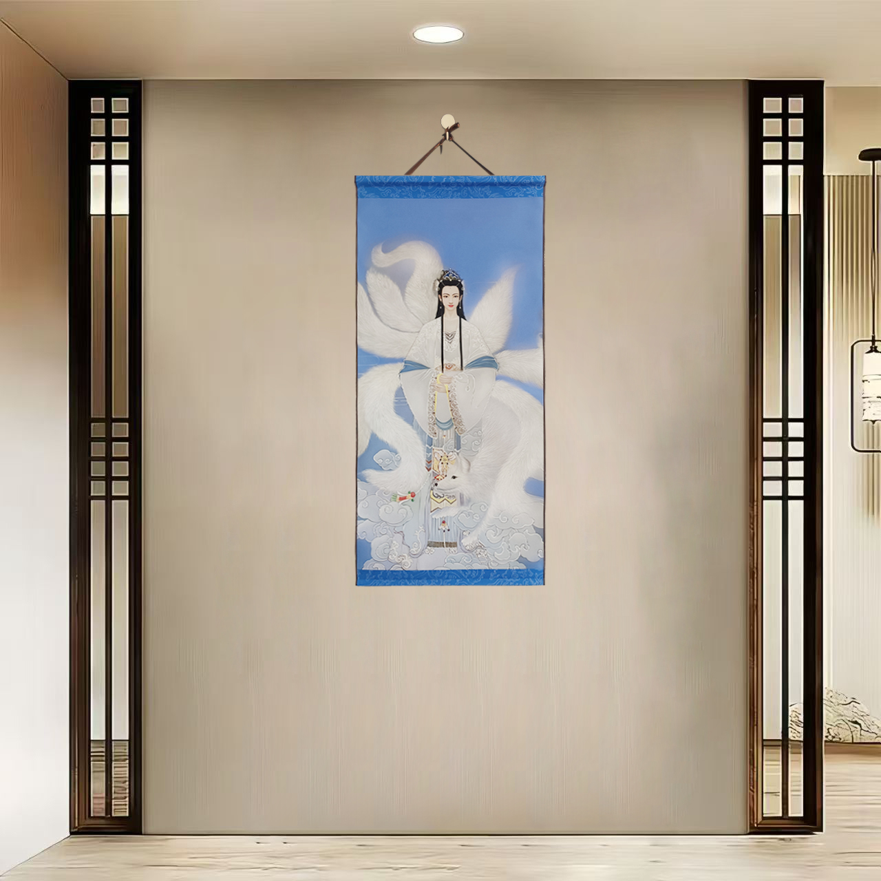 【40-637九尾娘娘】40x85cm现代简约挂轴装饰画办公室家居装饰画