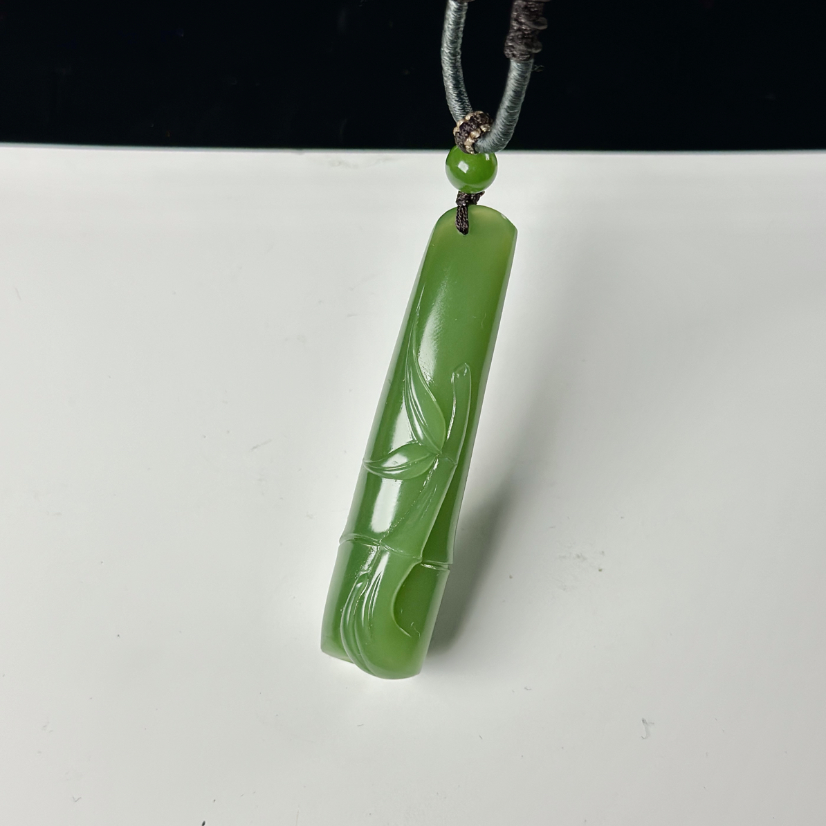 【俄料】和田玉碧玉夹层料粉绿竹节 节节高