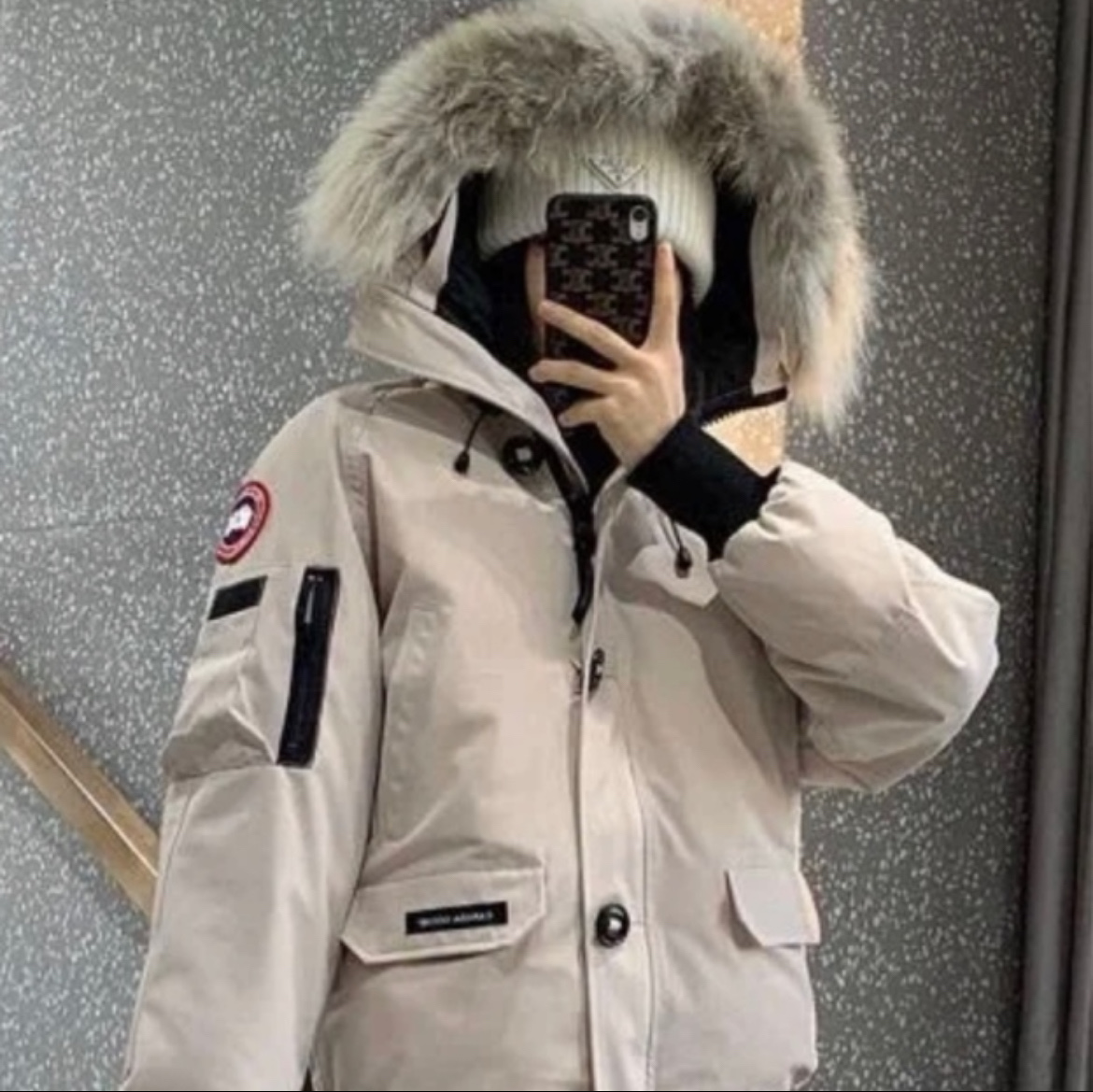99新 CANADA GOOSE 灰色羽绒服飞行员夹克外套 000899
