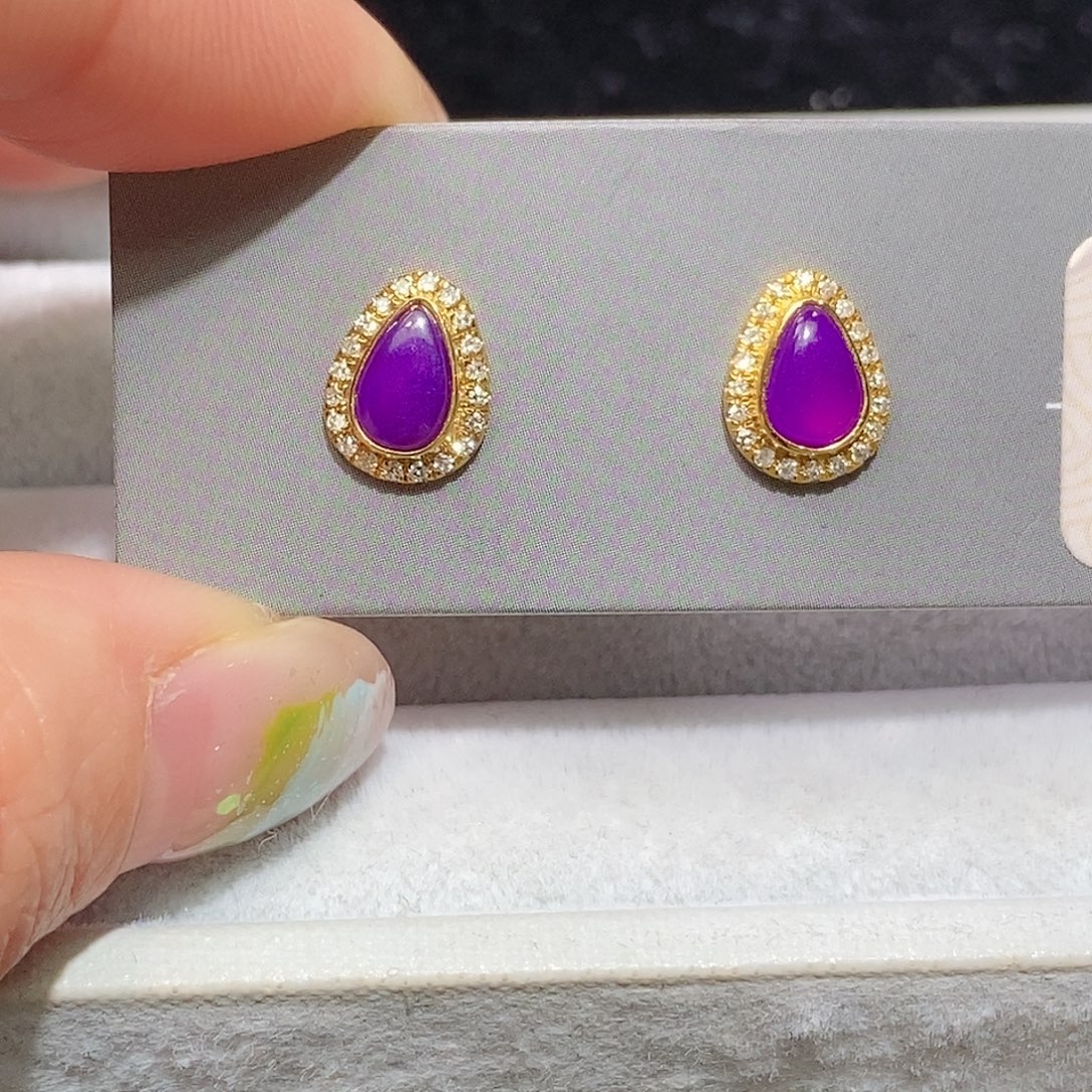 苏纪石（舒俱来）18K金镶嵌耳钉