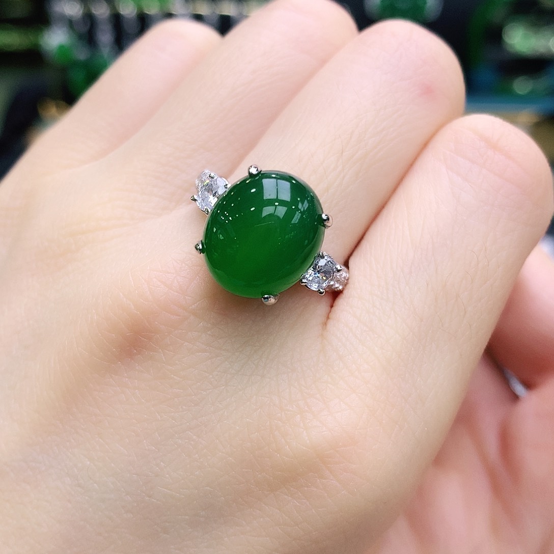 玛瑙/玉髓戒指银S925镶嵌