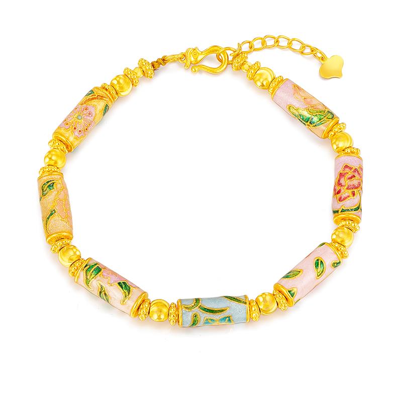 恒宝福【璇璇专享】足金999 无氰硬金花神转运筒手链 HJS1631