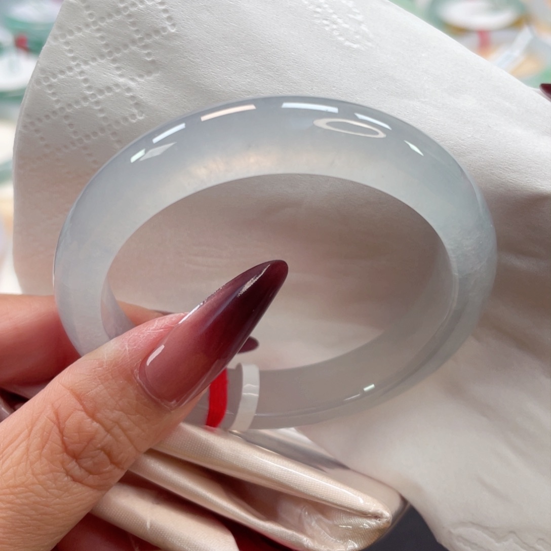 未镶嵌手镯翡翠34号52.8清冷白月光