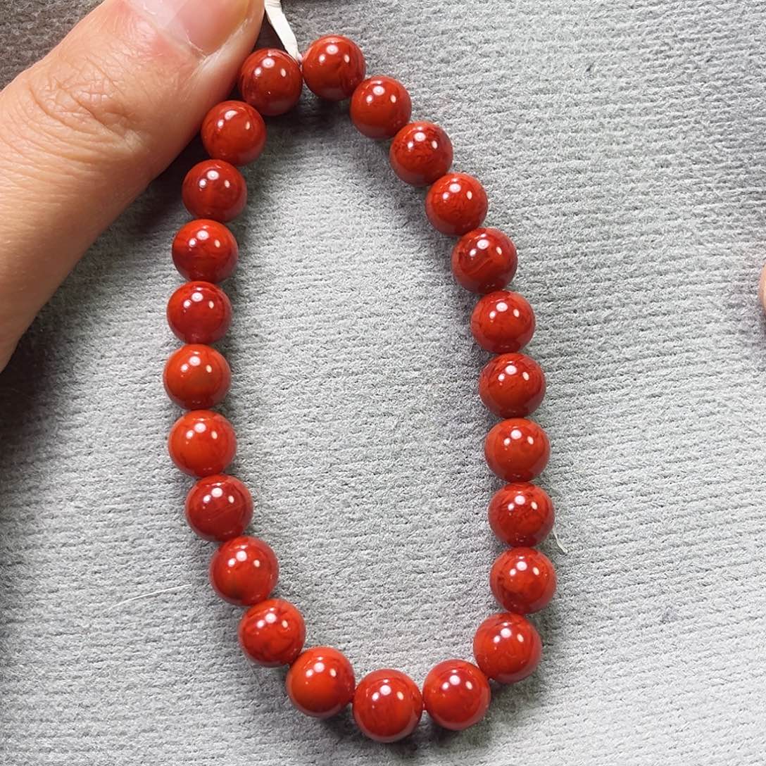 南红玛瑙未镶嵌珠宝奇石原矿手串7.5mm