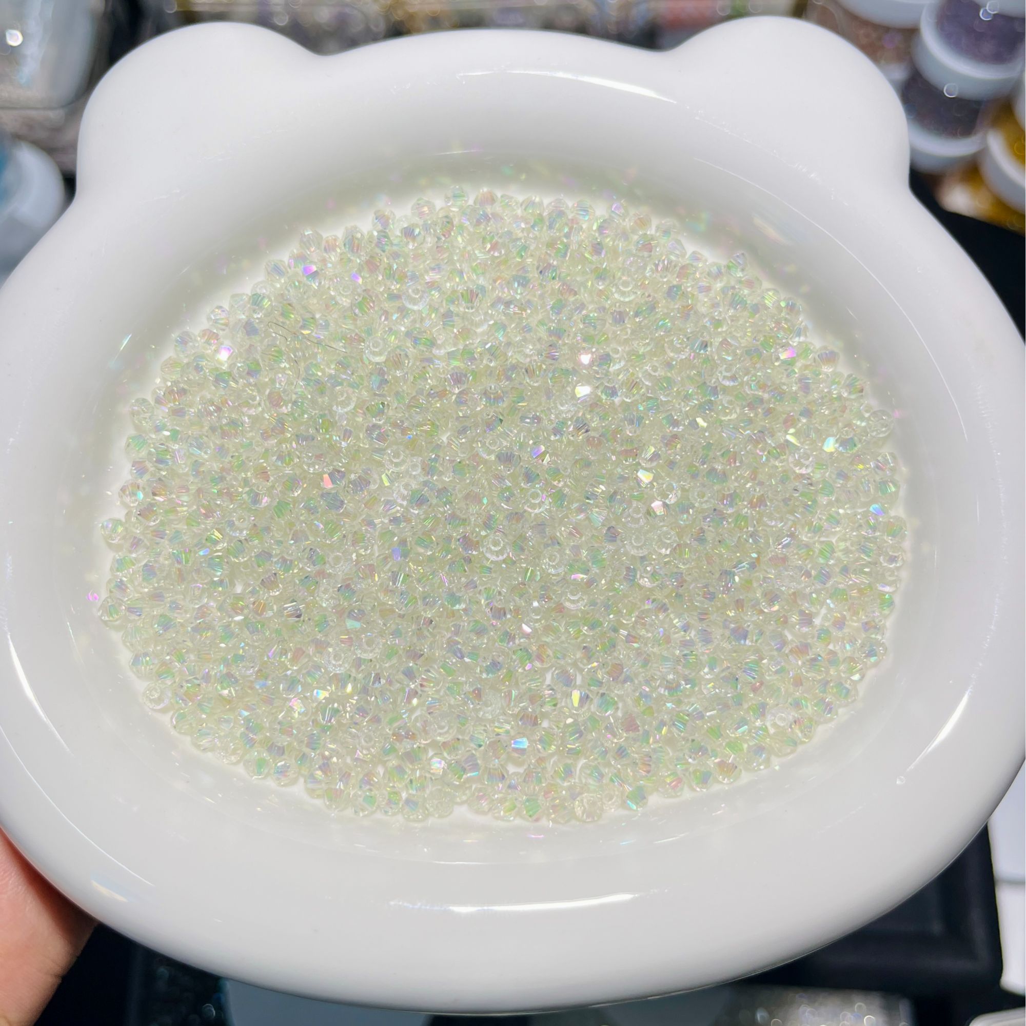 【精品料】卡3精品料尖珠未压顶电镀定制色 手工diy串珠玻璃珠
