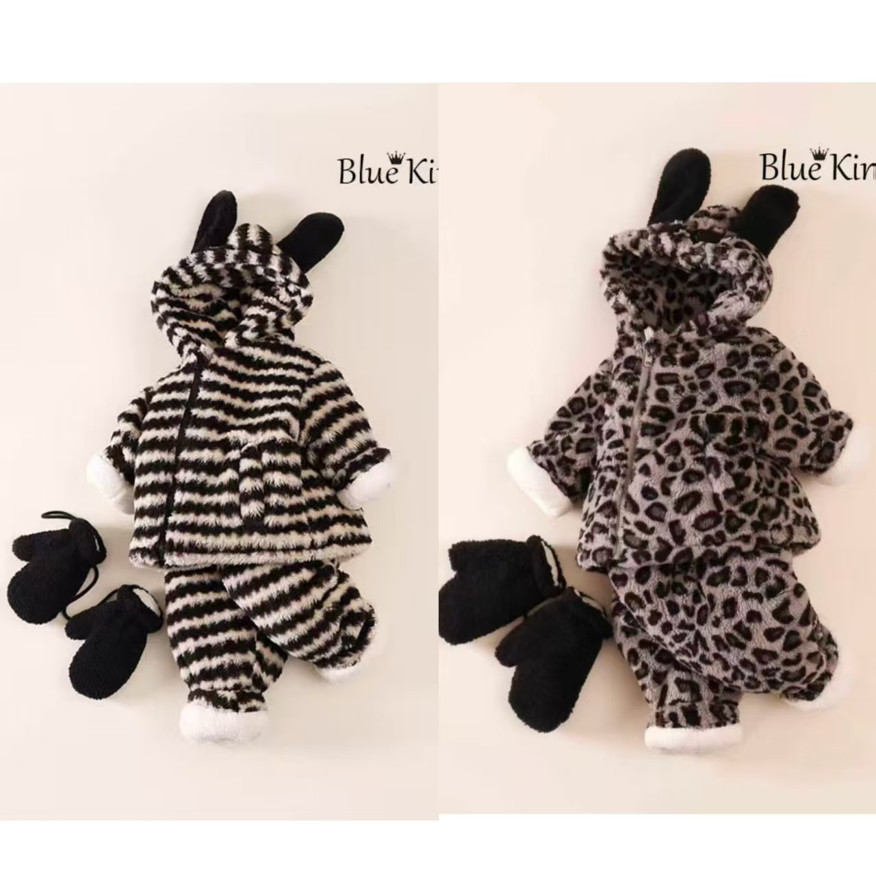 儿童加绒加厚省服女童保暖冬款睡衣套装新款三层冬季宝宝家居服装