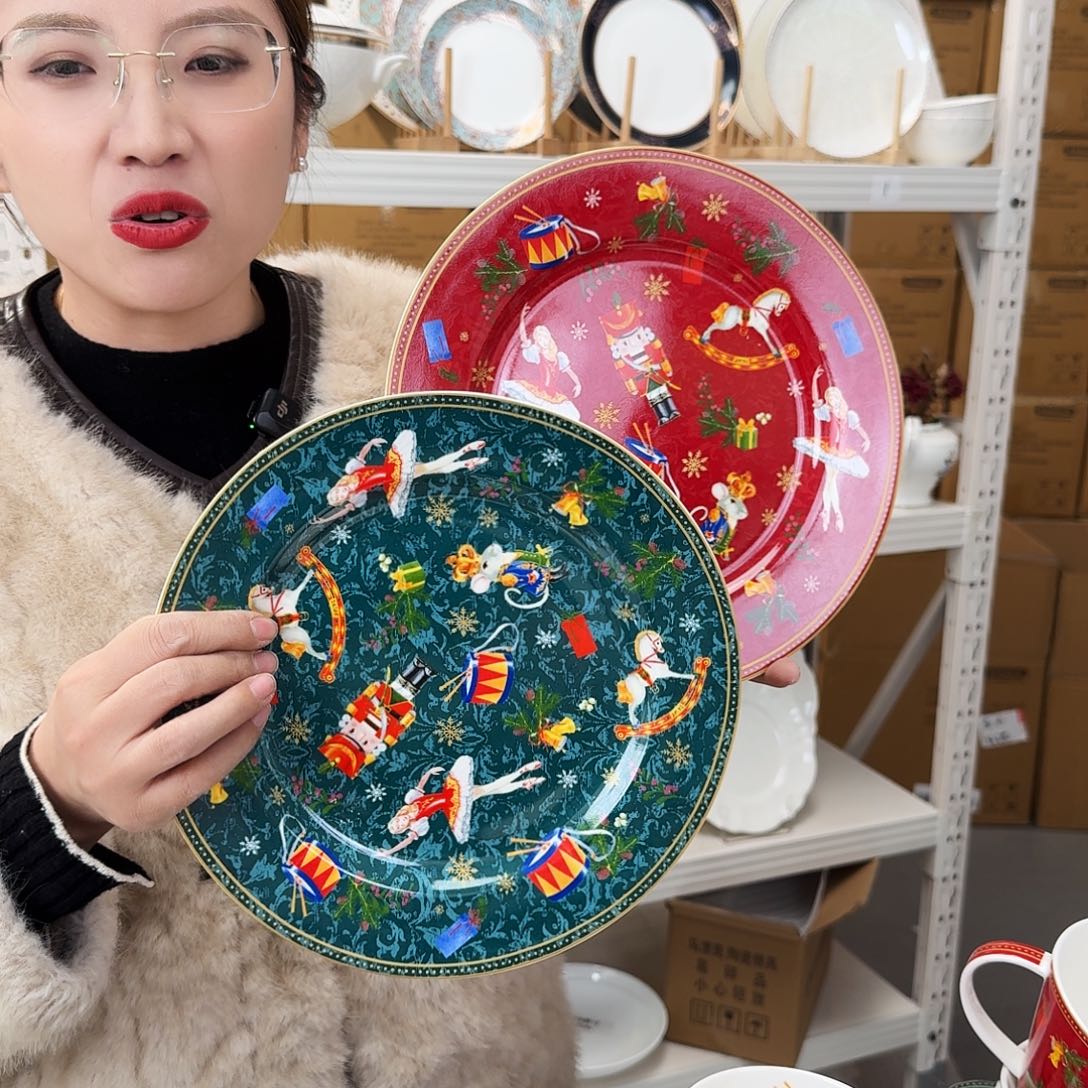 骨瓷骨瓷十英寸25cm大盘2只外贸骨瓷