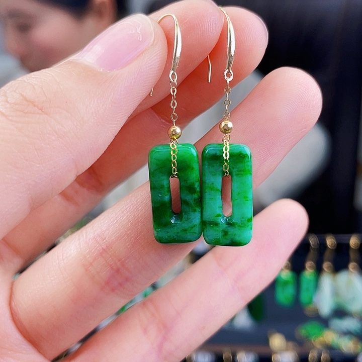 翡翠耳饰18K金镶嵌饰品