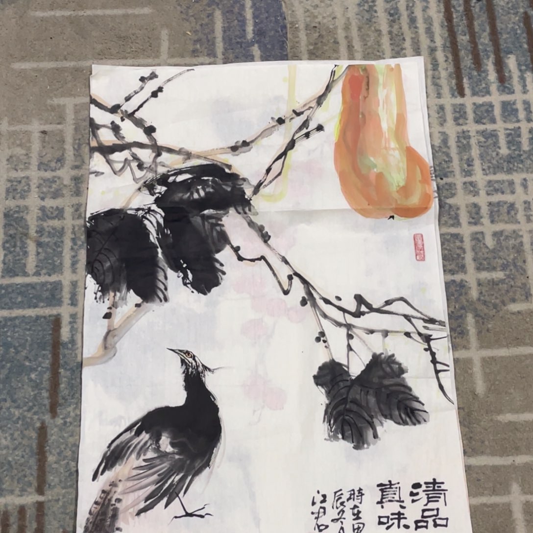 国画四尺三开作品杜老师11111