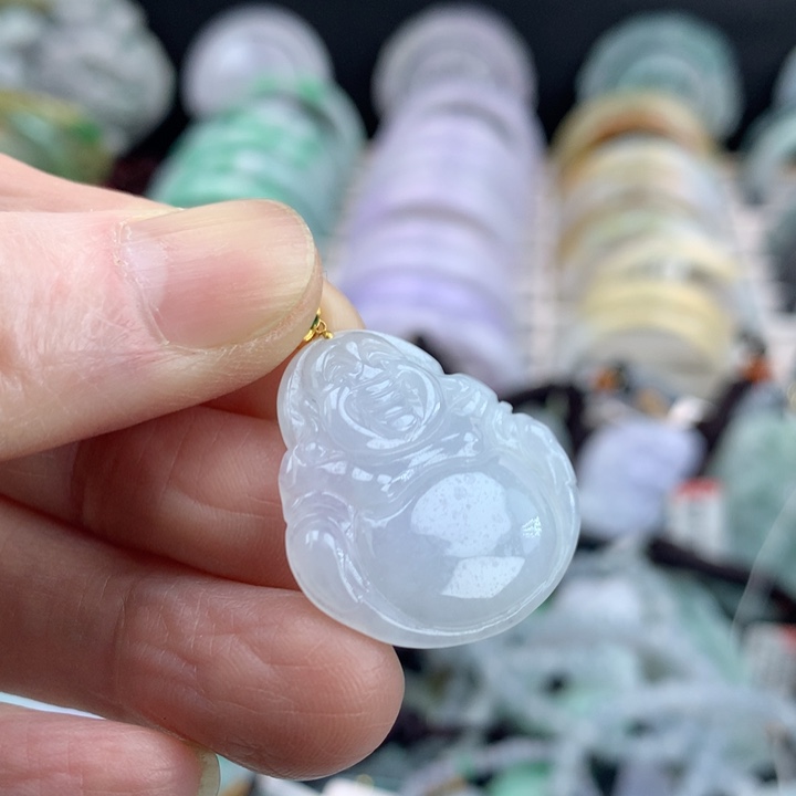 翡翠颈饰18K金镶嵌吊坠