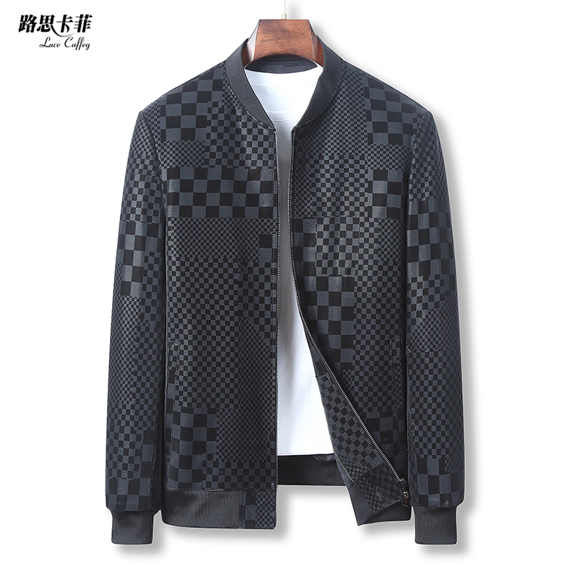 新款时尚印花革海宁真皮皮衣春秋棒球服皮衣外套夹克男 T105