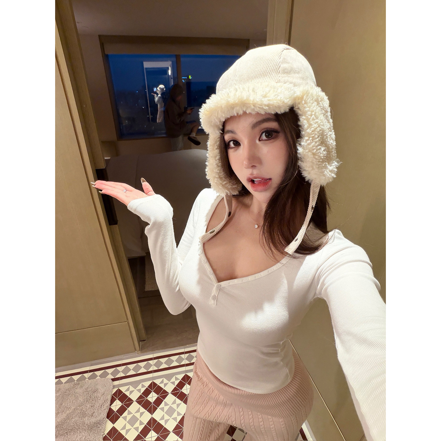 PickRui 睿哥  软糯打底 sk1ms版纽扣磨毛两色打底上衣