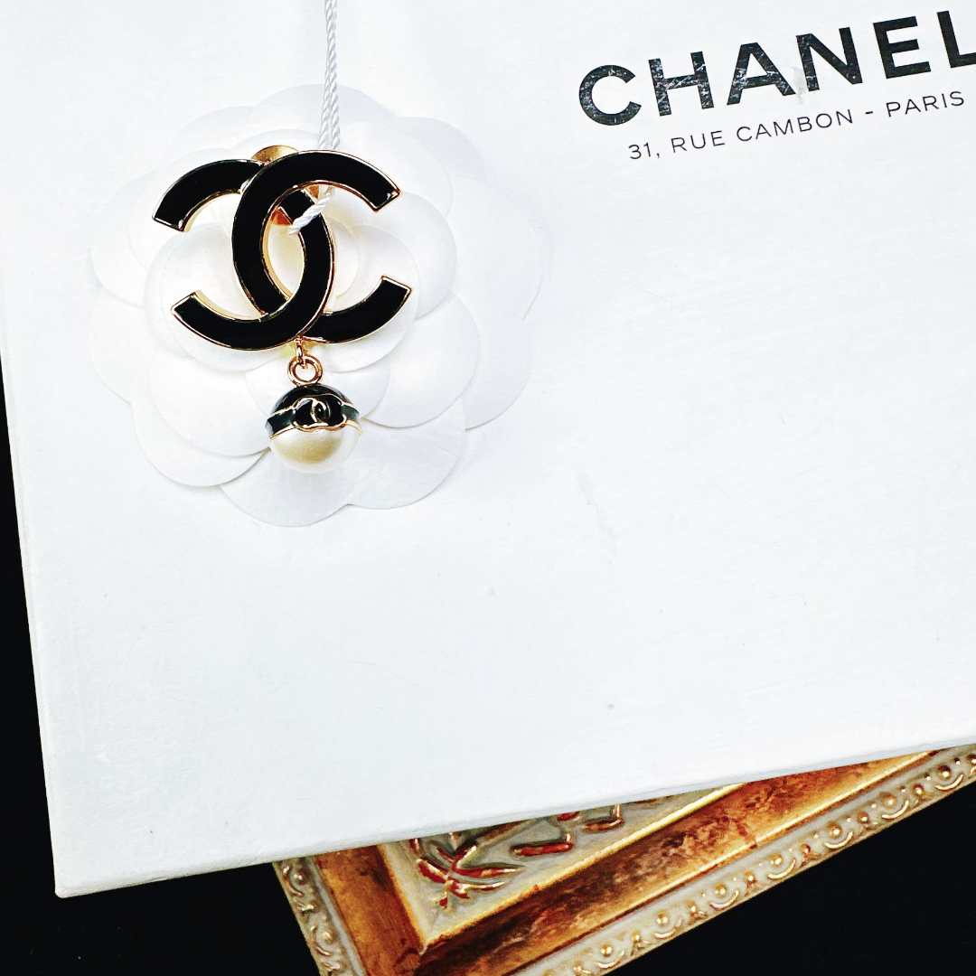 95新 Chanel/香奈儿 柚礼中古/香奈儿双C珍珠吊坠胸针lh512031