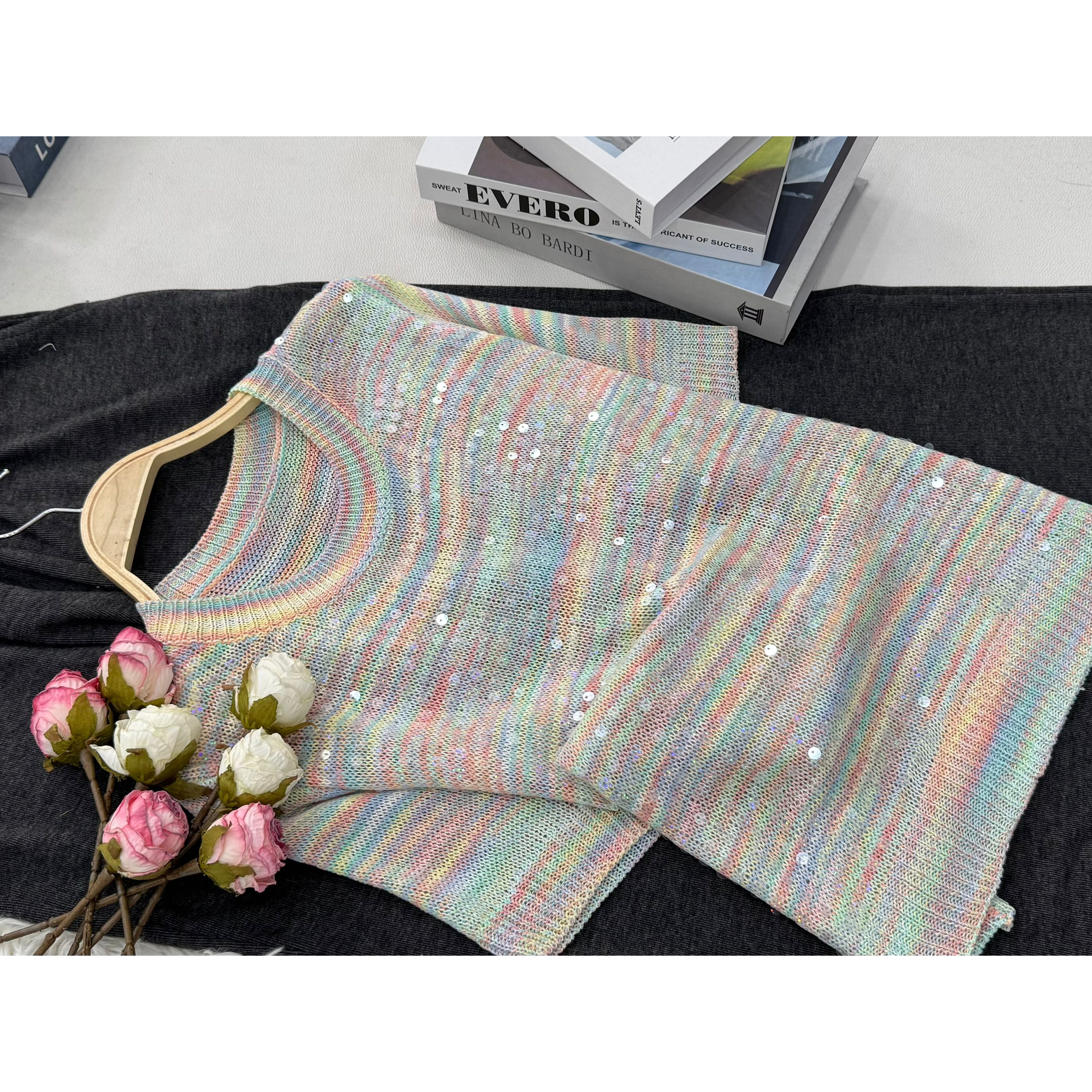 【幻彩圆领套头黄】新款百搭时尚宽松短袖上衣QC2665