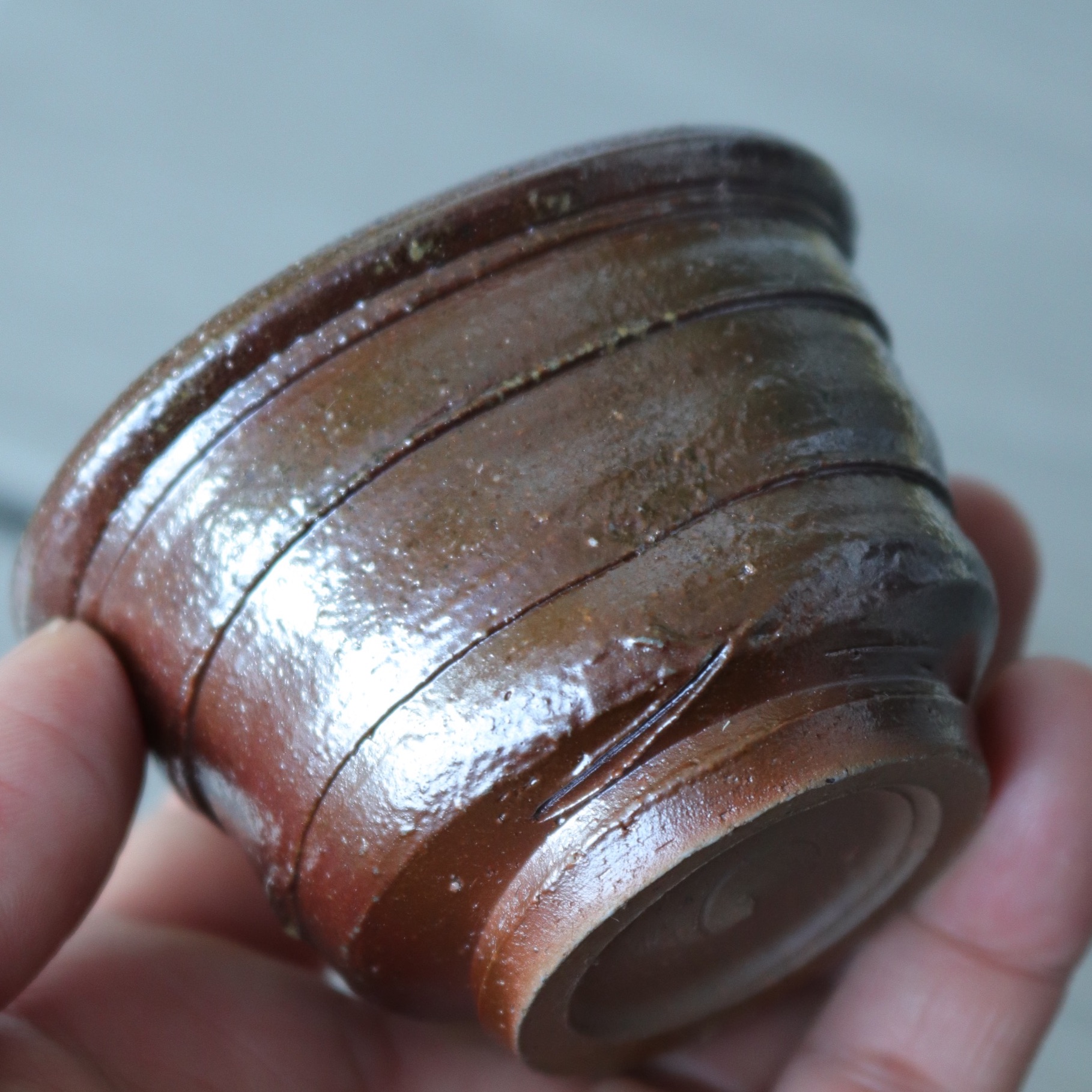 日本备前烧 冈安宫山人主人杯 茶杯油润有质感柴烧裸烧老备前全品