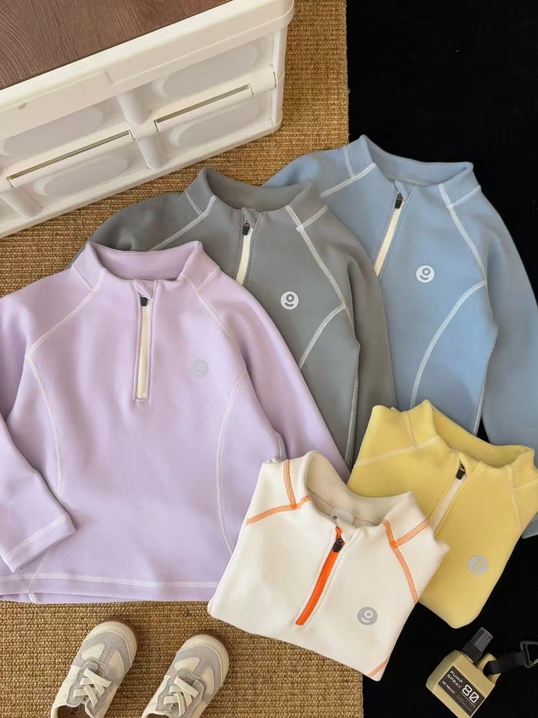 0924秋季弹力半拉链长袖糯糯衣男童女童长袖T恤运动打底衫